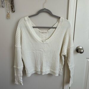 We The Free Cream Textured Off-the-Shoulder Sweater/Top